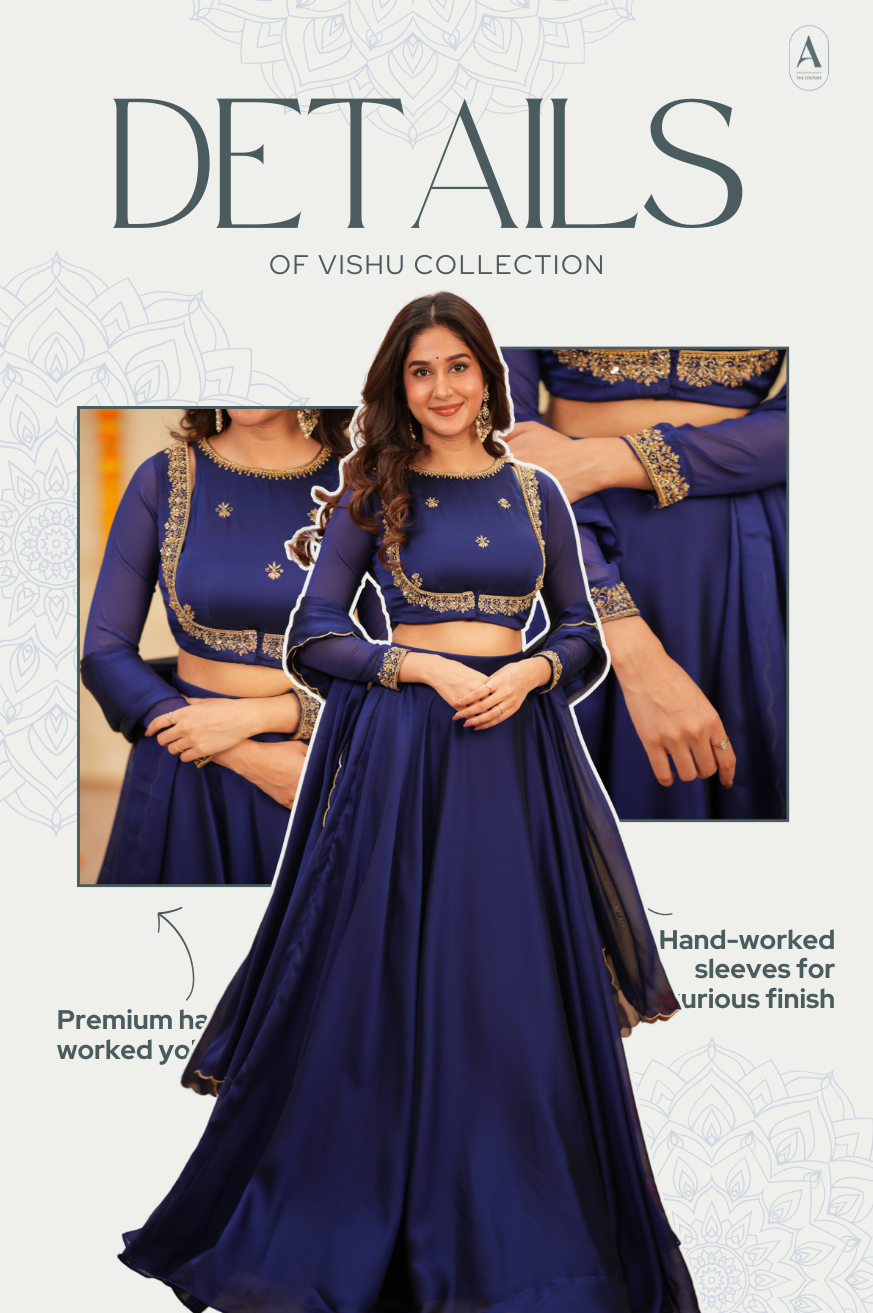 Vishu Collection Navy Blue Designer Lehenga – 3 in 1 Party Wear Outfit