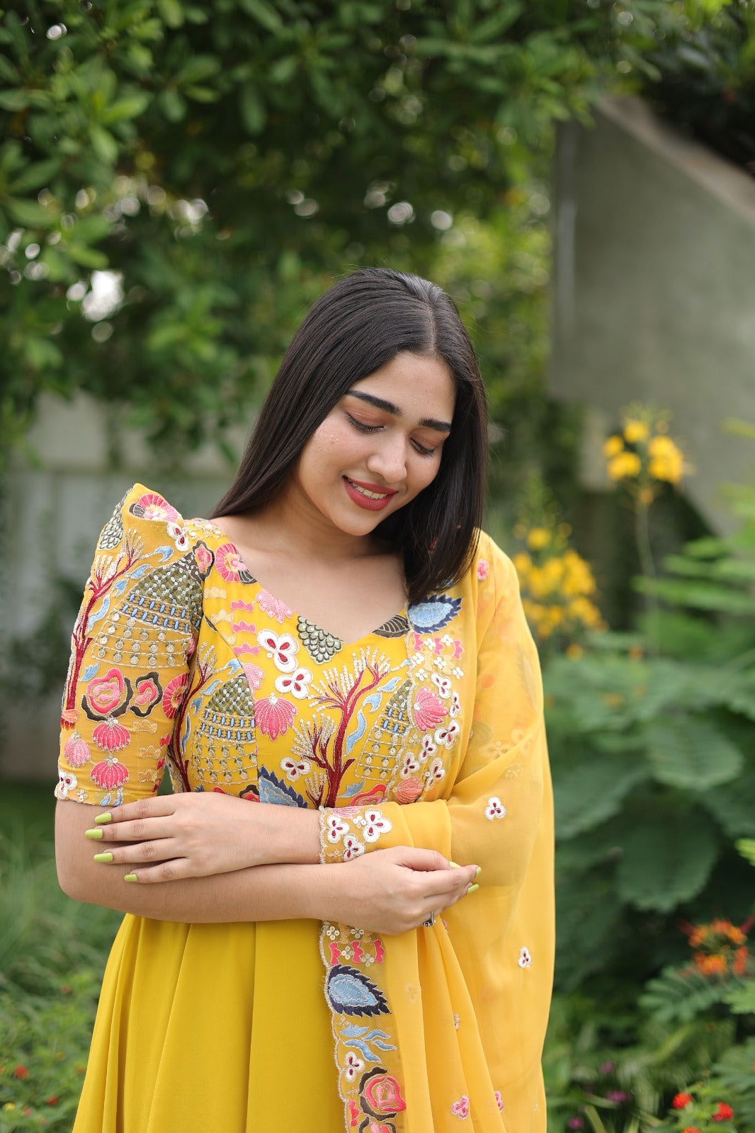Aaruvi series 1 - Yellow georgette Anarkali