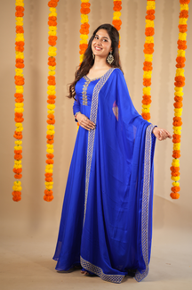 Nidhi collection - Designer Anarkali with Embroidered Yoke