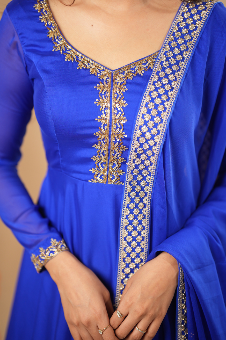 Nidhi collection - Designer Anarkali with Embroidered Yoke