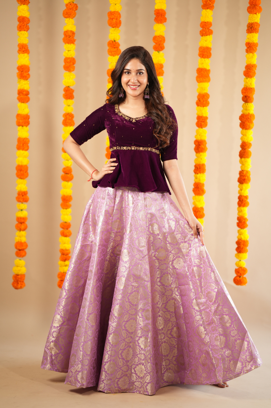 Peplum shirt with lehenga online