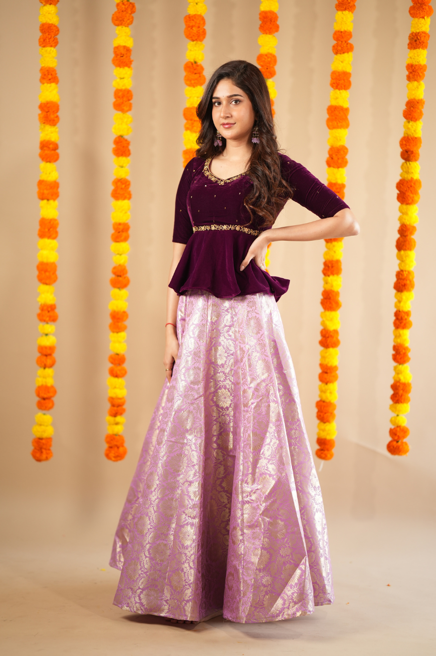 Theja collection - Designer peplum top and skirt set