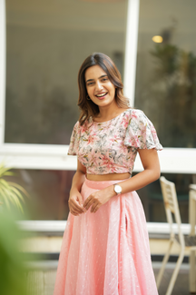 Niram – Elegant Chiffon Crop Top & Gotta Net Lehenga Set