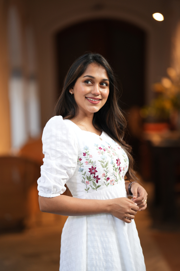 Elisa | Floral Party Wear Gown for Women in Cotton Hakoba