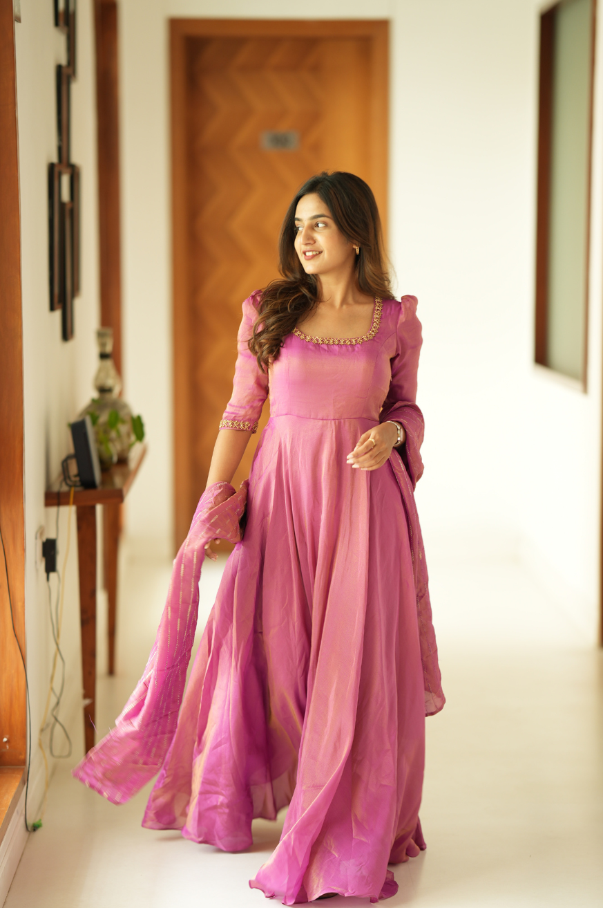 Shalu - Zari tissue Anarkali with Dupatta