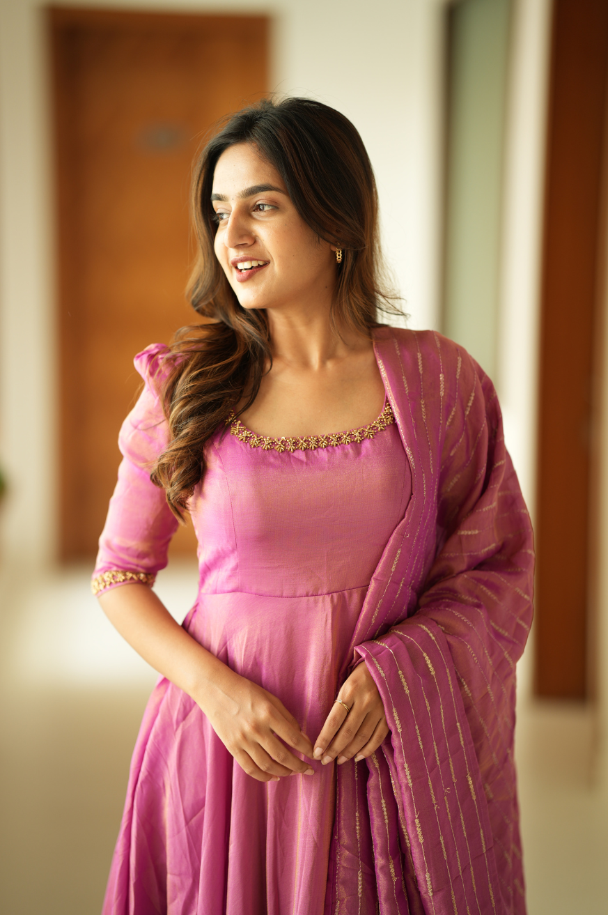 Shalu - Zari tissue Anarkali with Dupatta