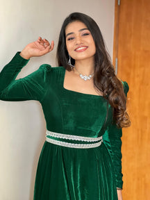 Maanvi | Party Wear Gown for Women in Velvet Finish