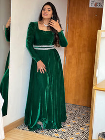 Maanvi | Party Wear Gown for Women in Velvet Finish