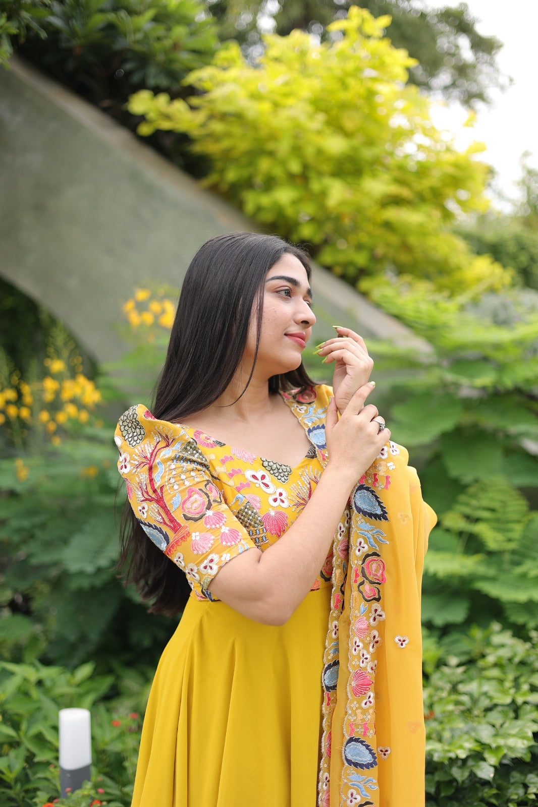Aaruvi series 1 - Yellow georgette Anarkali