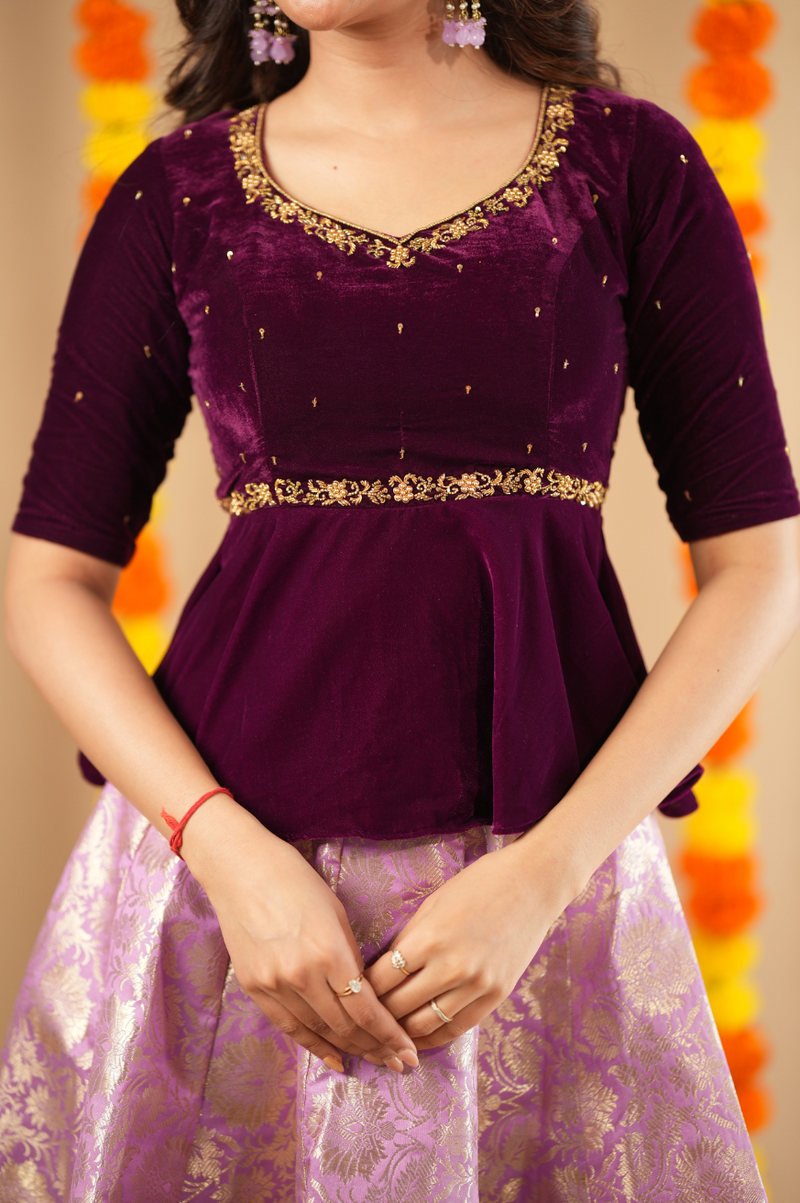 Theja collection - Designer peplum top and skirt set