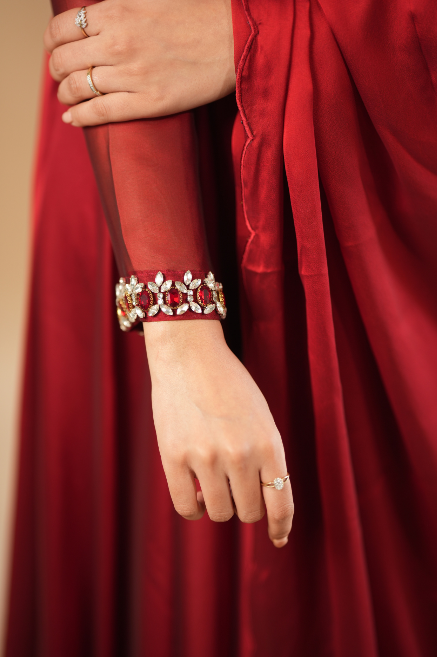 Srija- jewel neck embroidery Anarkali