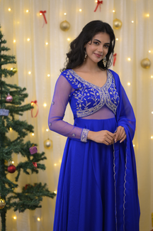Sandra Collection – Royal Blue Handworked Designer Anarkali (Customisable)