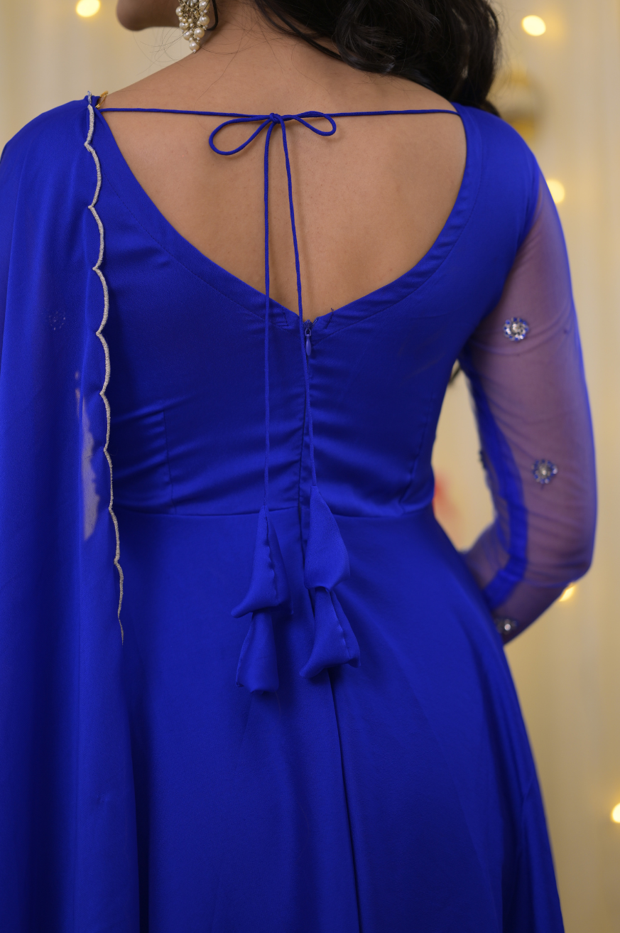 Sandra Collection – Royal Blue Handworked Designer Anarkali (Customisable)