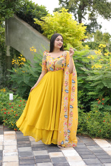 Aaruvi series 1 - Yellow georgette Anarkali