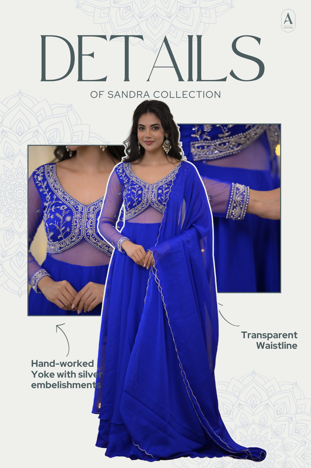 Sandra Collection – Royal Blue Handworked Designer Anarkali (Customisable)