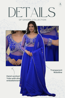 Sandra Collection – Royal Blue Handworked Designer Anarkali (Customisable)