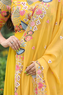 Aaruvi series 1 - Yellow georgette Anarkali