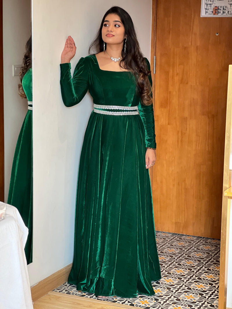 Maanvi | Party Wear Gown for Women in Velvet Finish