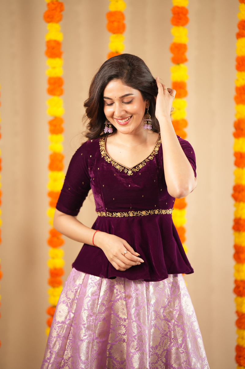 Theja collection - Designer peplum top and skirt set