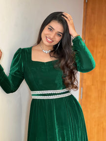 Maanvi | Party Wear Gown for Women in Velvet Finish