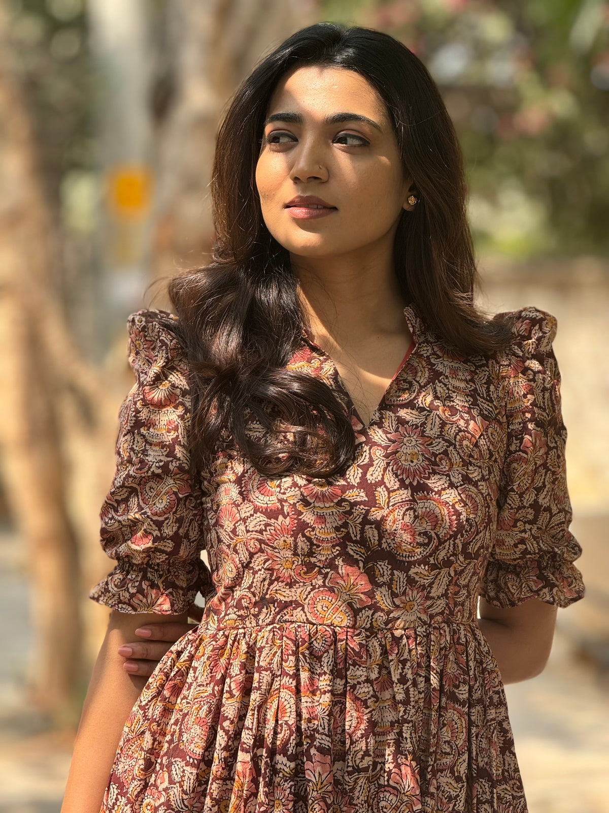 Shruthi Comfort Gown – Pure Kalamkari Cotton | Summer Casual Wear