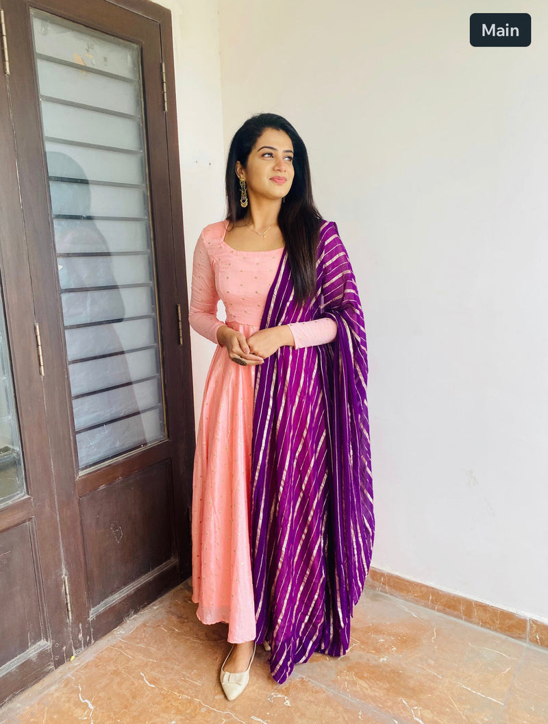 Ashi Collection Pink & Purple Designer Anarkali for Wedding Guest Outfit