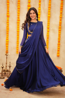 Vishu Collection Navy Blue Designer Lehenga – 3 in 1 Party Wear Outfit