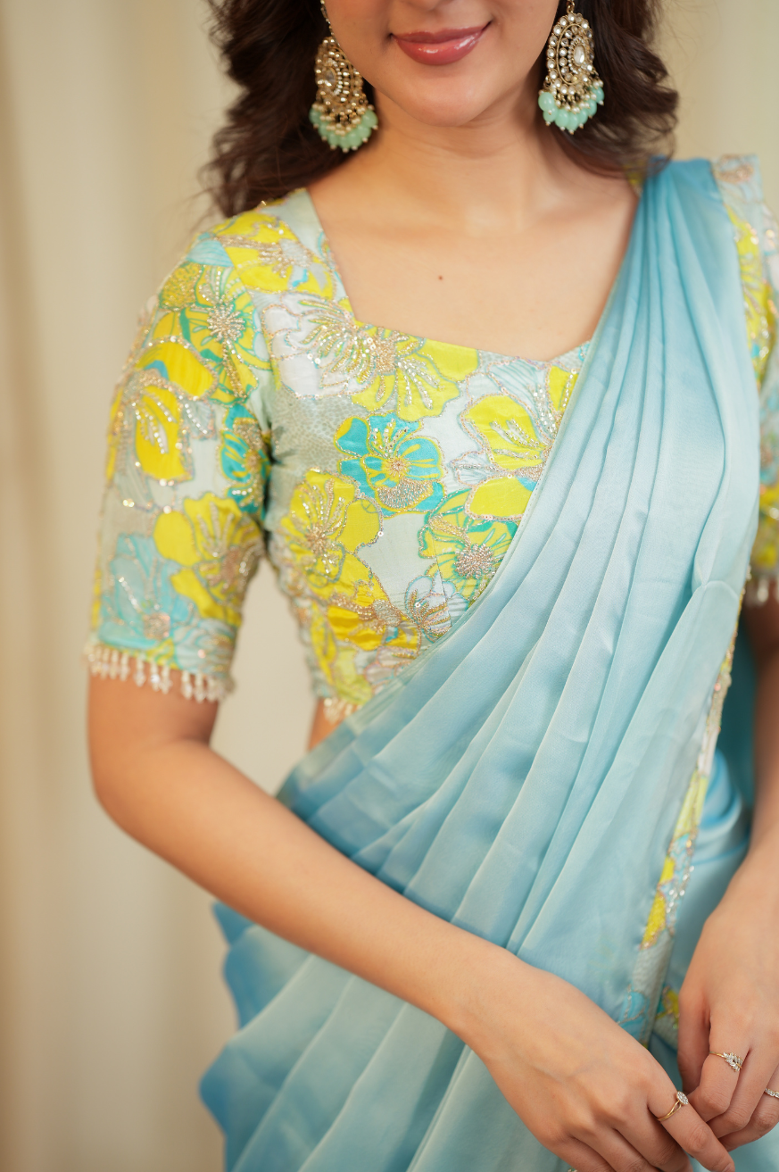 premium bridal lehenga blouse embroidery detail