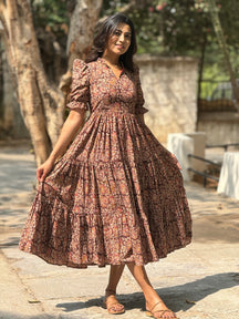 Shruthi Comfort Gown – Pure Kalamkari Cotton | Summer Casual Wear