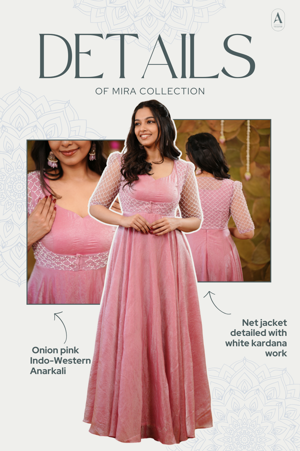 Mira-Pastel Pink Party Wear Gown for Women with Designer Net Jacket