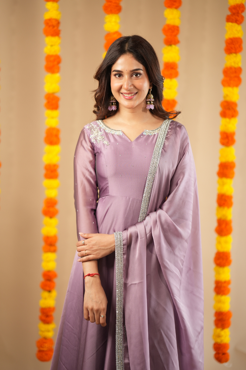 Olviya collection Premium Hand-worked Pastel Anarkali