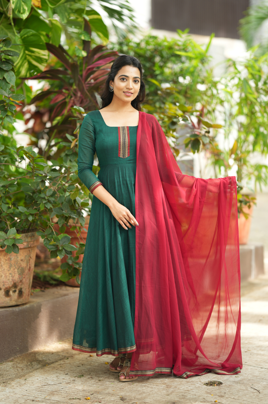 Avani collection Pure cotton temple Anarkali