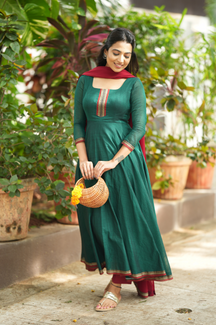 Avani collection Pure cotton temple Anarkali