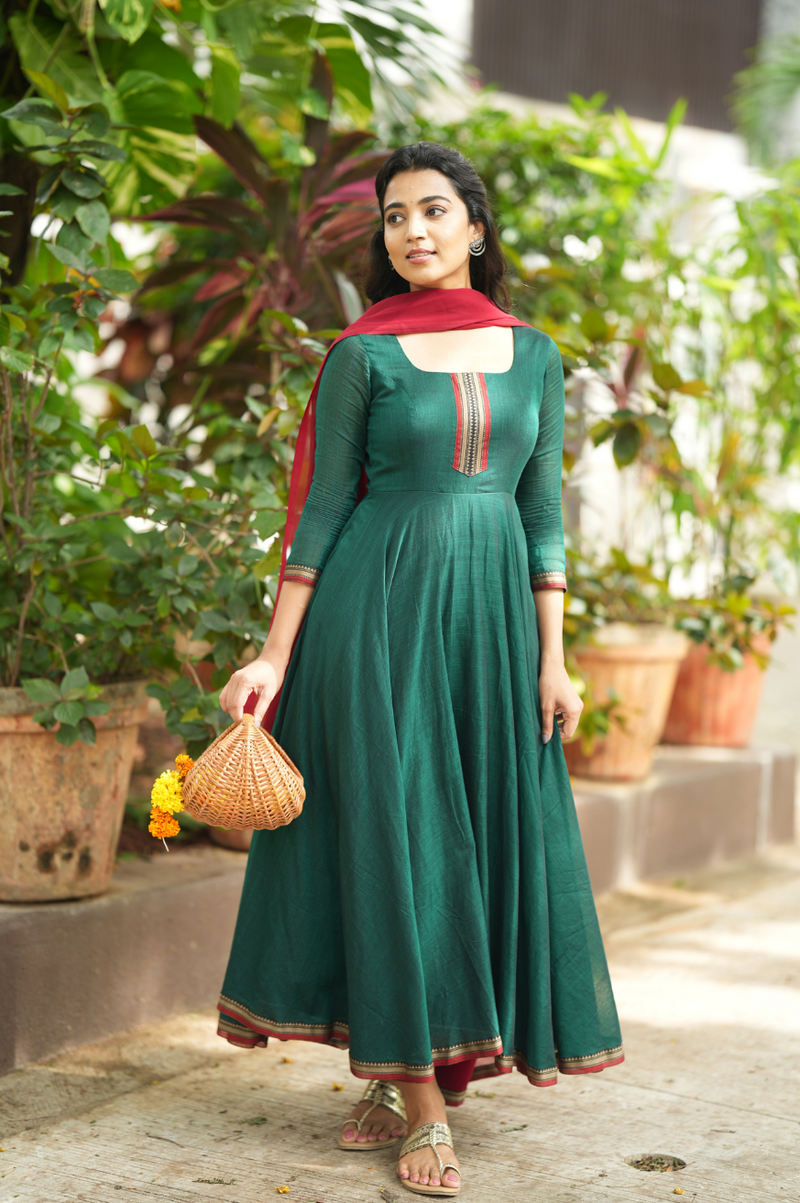 Avani collection Pure cotton temple Anarkali