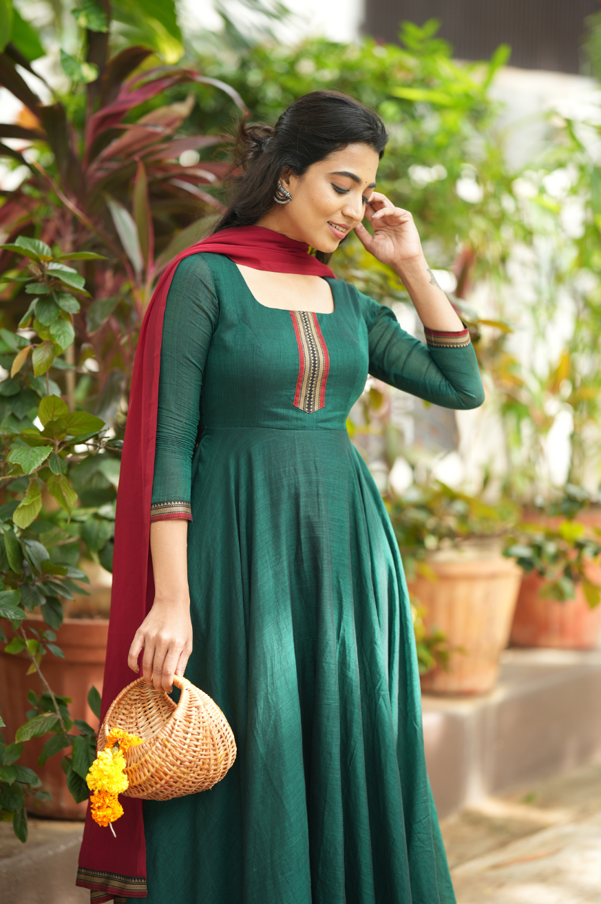 Avani collection Pure cotton temple Anarkali