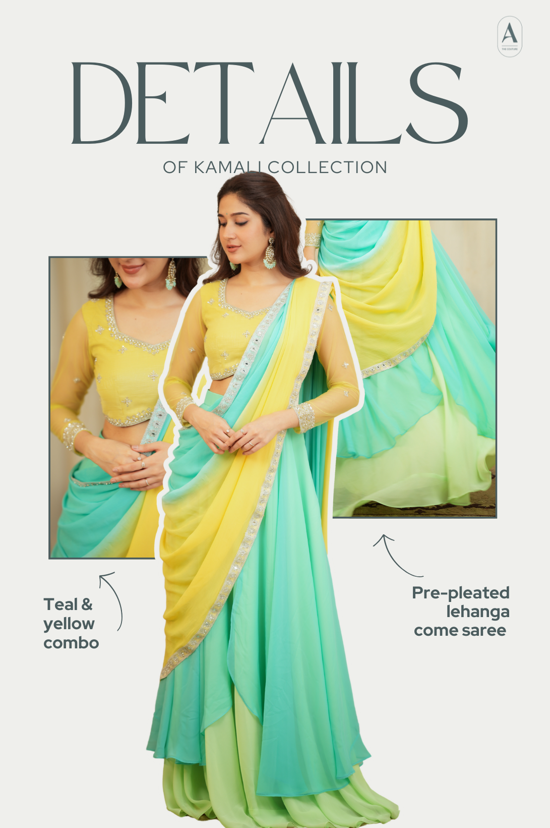 Kamali Collection 
Premium Designer 3 palette Ombre Lehanga/ Saree