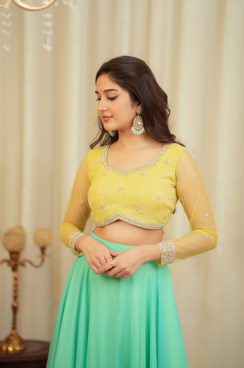 Kamali Collection 
Premium Designer 3 palette Ombre Lehanga/ Saree