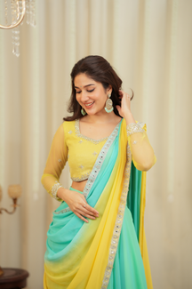 Kamali Collection 
Premium Designer 3 palette Ombre Lehanga/ Saree