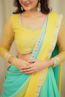 Kamali Collection 
Premium Designer 3 palette Ombre Lehanga/ Saree