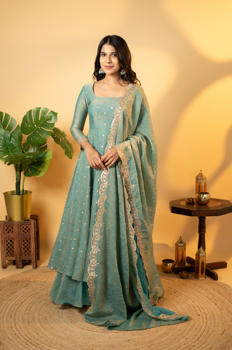 Simran Pastel Blue Premium Anarkali-Designer Anarkali Dress Online