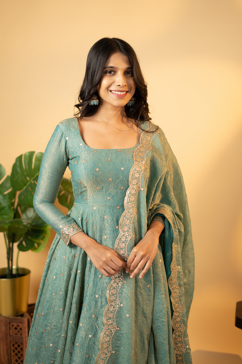 Simran Pastel Blue Premium Anarkali-Designer Anarkali Dress Online