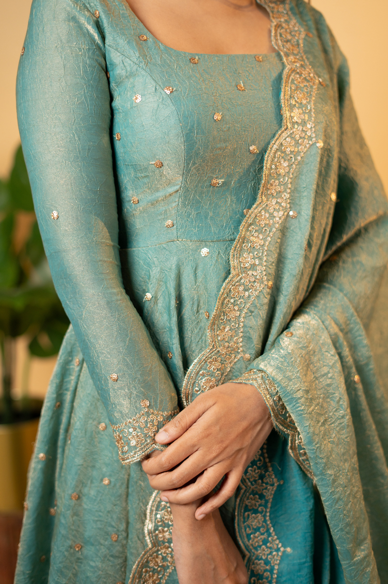 Simran Pastel Blue Premium Anarkali-Designer Anarkali Dress Online