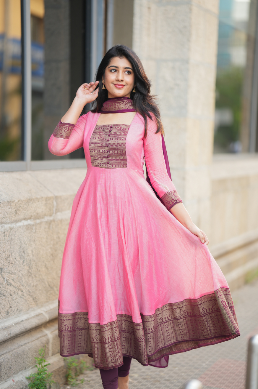 Menaka Series 2 collection Pure cotton temple Anarkali