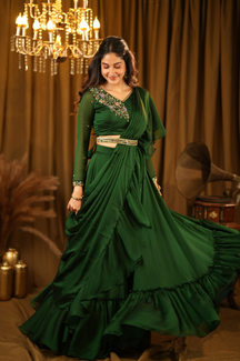 Thanya Collection
Premium Designer Ruffled-Drape Lehanga