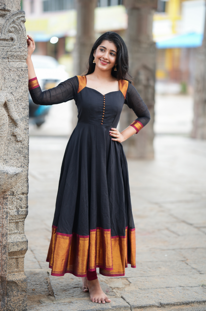 Kalpana – Premium Black & Red Festive Anarkali with Pattu Border Dupatta