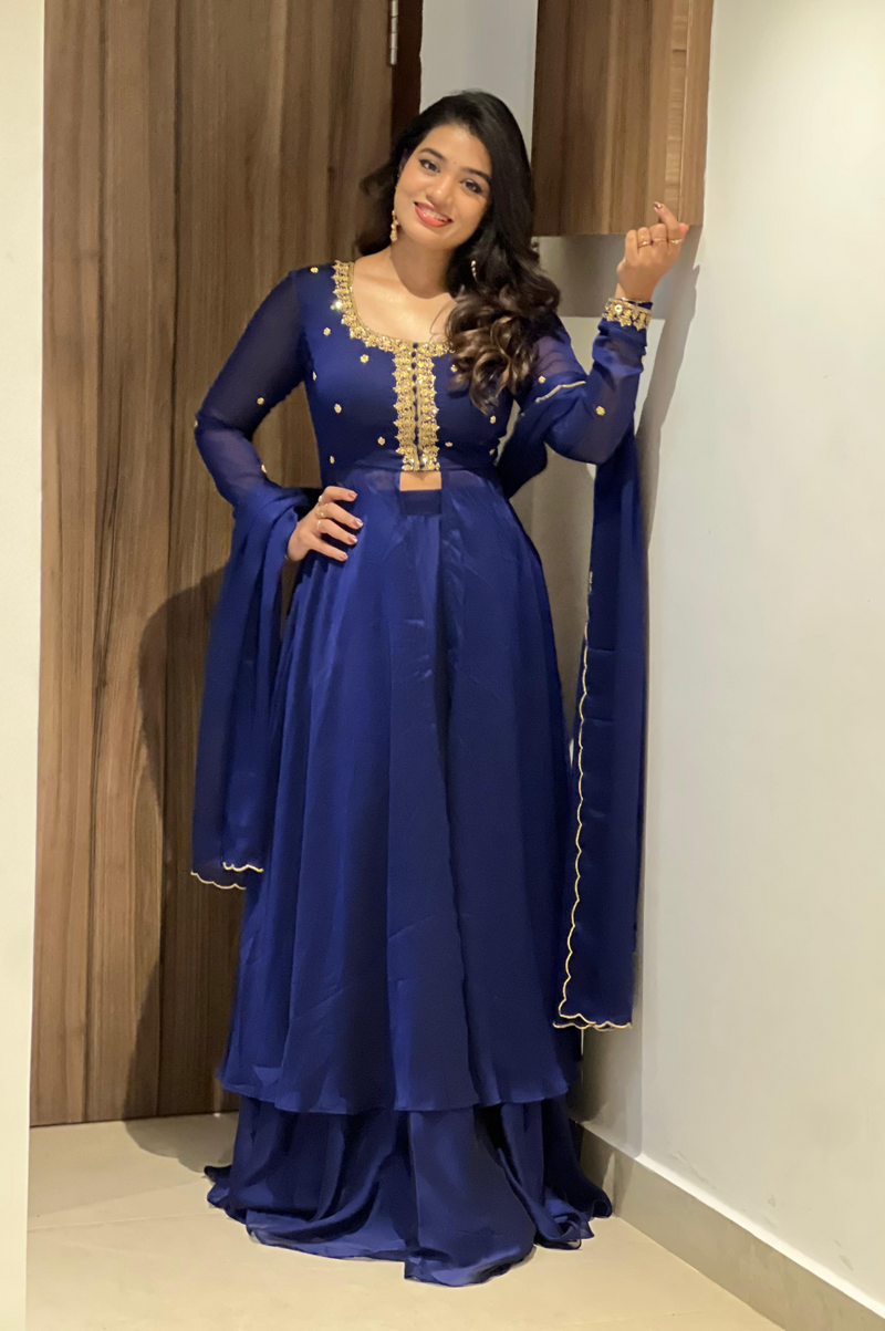 Viara Collection
Premium Designer Slit Anarkali with skirt & Dupatta