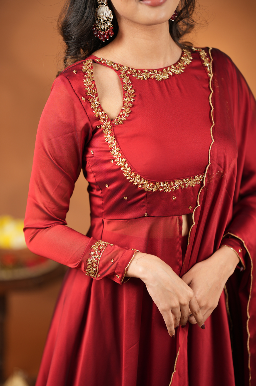 Fathima Collection
Premium Designer Slit Anarkali with skirt & Dupatta