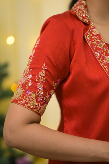 Santa Collection - Red Premium Party Wear Indo Western Gown for Women with Jacket