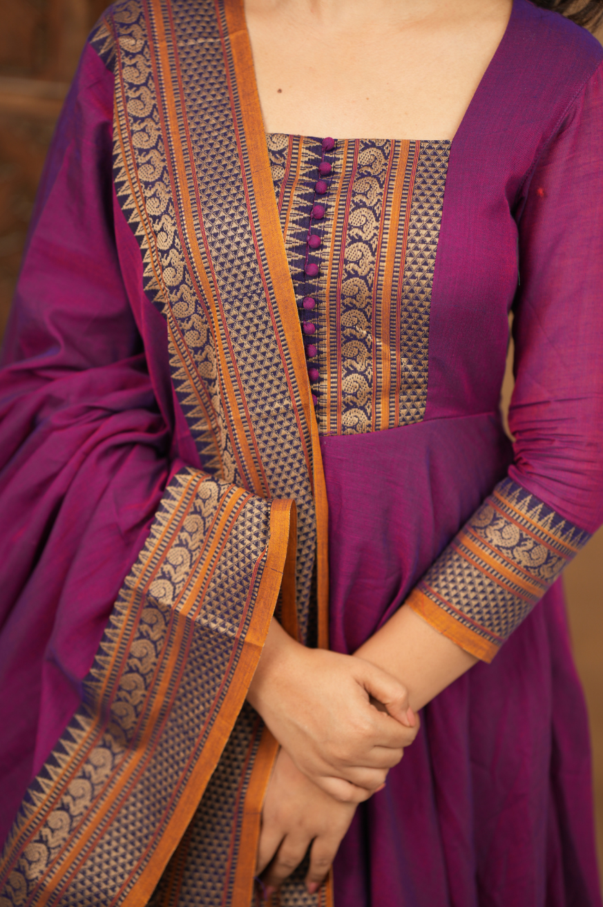 Mehana  collection
Pure cotton temple Anarkali