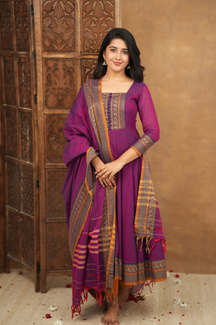 Mehana  collection
Pure cotton temple Anarkali